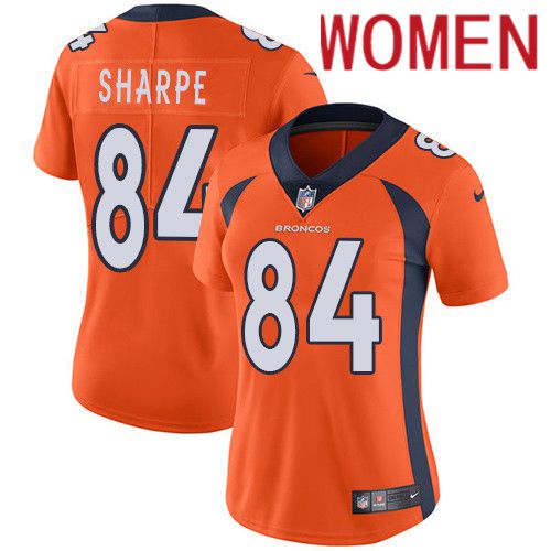 Women Denver Broncos #84 Shannon Sharpe Orange Nike Vapor Limited NFL Jersey